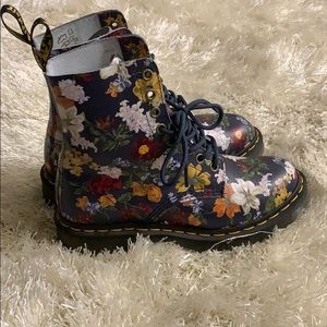 Floral combat boots